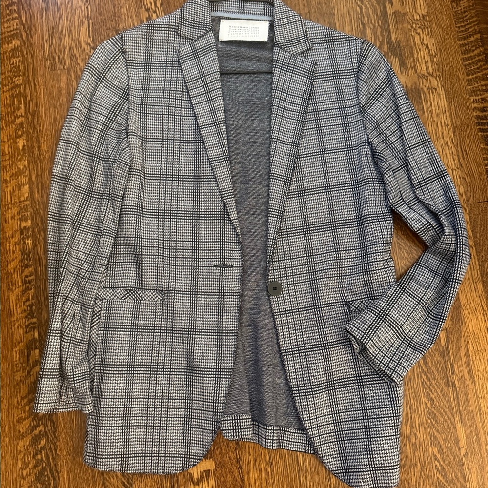 HArris Wharf Women's  Gray Plaid Blazer  Jacket